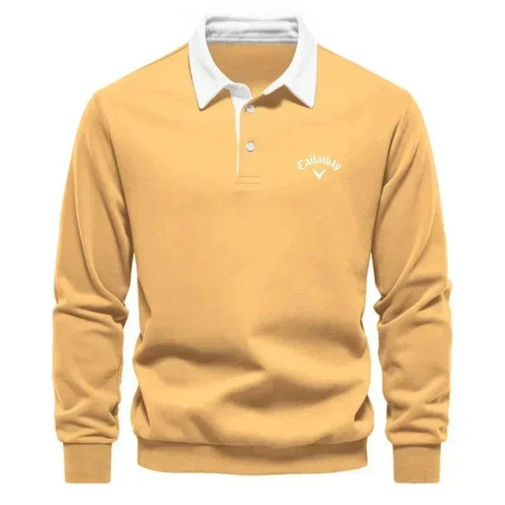 Elias | Herre Langærmet Kontrast-Krave Strikket Polo Sweatshirt