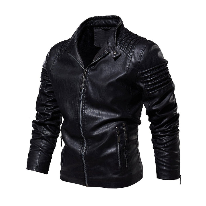 Victor | Herre motorcykel leather jacket strukturerede skuldre lynlås