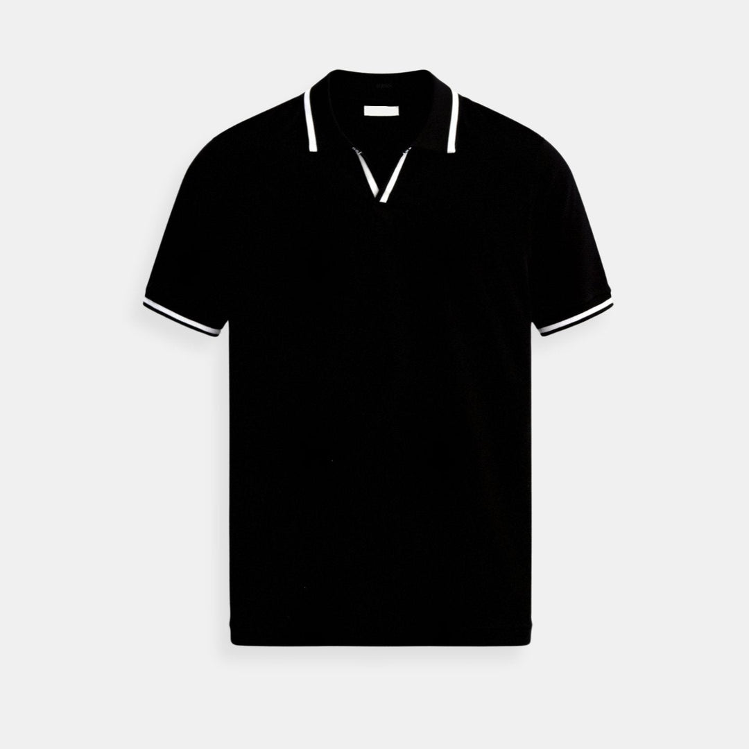 Emil | Herre Slim-Fit Kortærmet Strikket Poloskjorte Åben Krave
