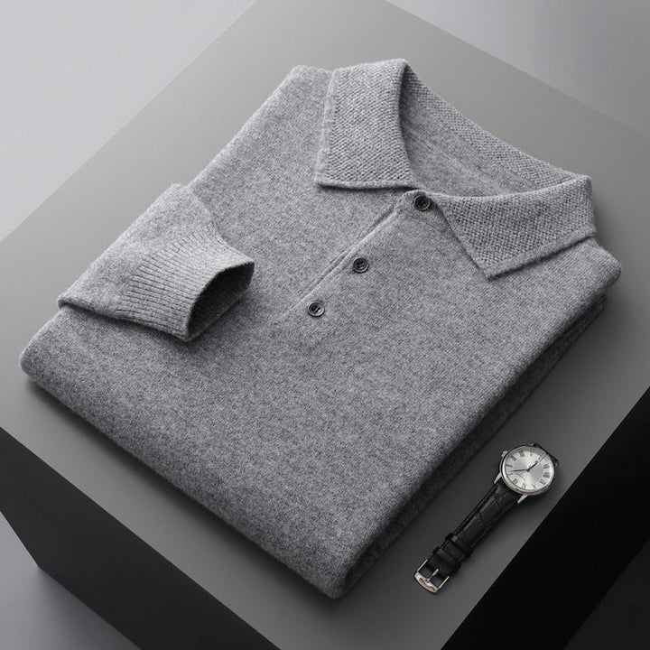 Henrik | Herres Langærmet Regular-Fit Strikket Polo Sweater