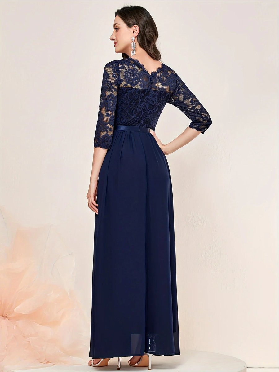 Karla | Kvinders Blondekjole Maxi Plisseret Ærme Formal Dresses Aften