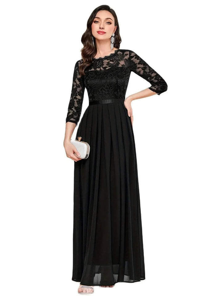 Karla | Kvinders Blondekjole Maxi Plisseret Ærme Formal Dresses Aften