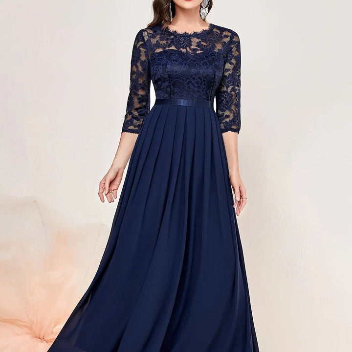 Karla | Kvinders Blondekjole Maxi Plisseret Ærme Formal Dresses Aften