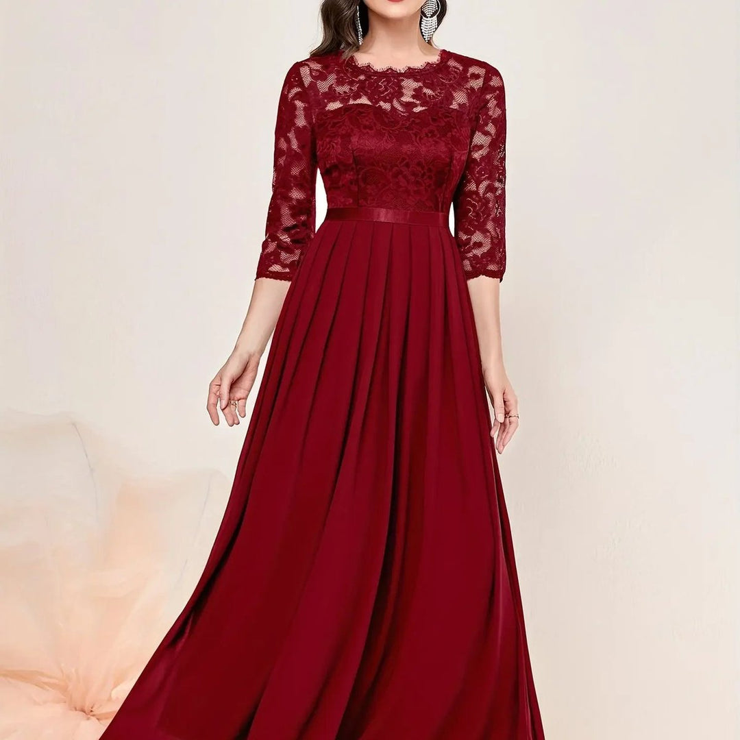 Karla | Kvinders Blondekjole Maxi Plisseret Ærme Formal Dresses Aften