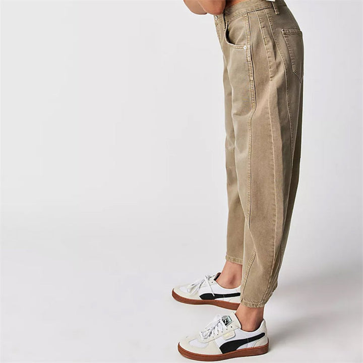 Olivia | Kvinders Cropped Barrel Leg Denim Jeans Mid-Rise