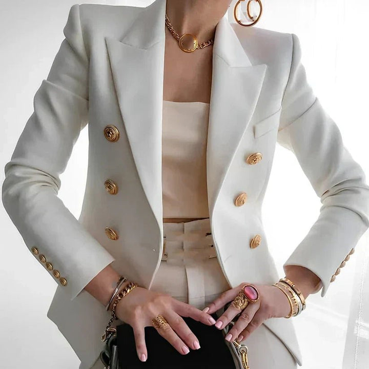 Anna | Kvinders Dobbeltbrystet Blazer med Guldknapper