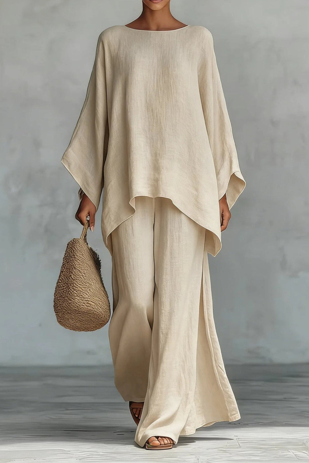Sofia | Kvinders Oversized Linned Batwing-Top Wide-Leg Bukser Sæt