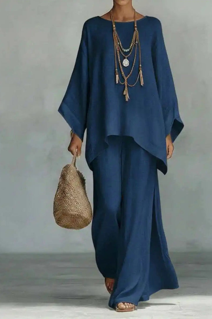 Sofia | Kvinders Oversized Linned Batwing-Top Wide-Leg Bukser Sæt