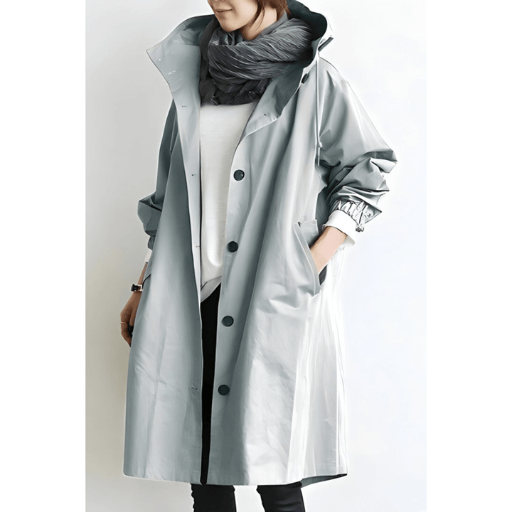 Dagmara | Oversized Hættet Frakke med Knapper
