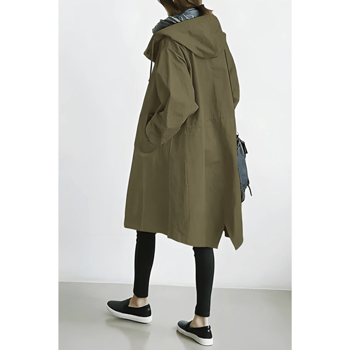 Dagmara | Oversized Hættet Frakke med Knapper