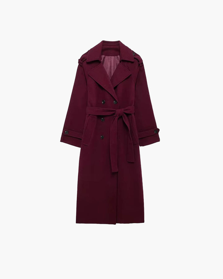 Birthe | Dame Lang Vinter Trench Frakke i Uld