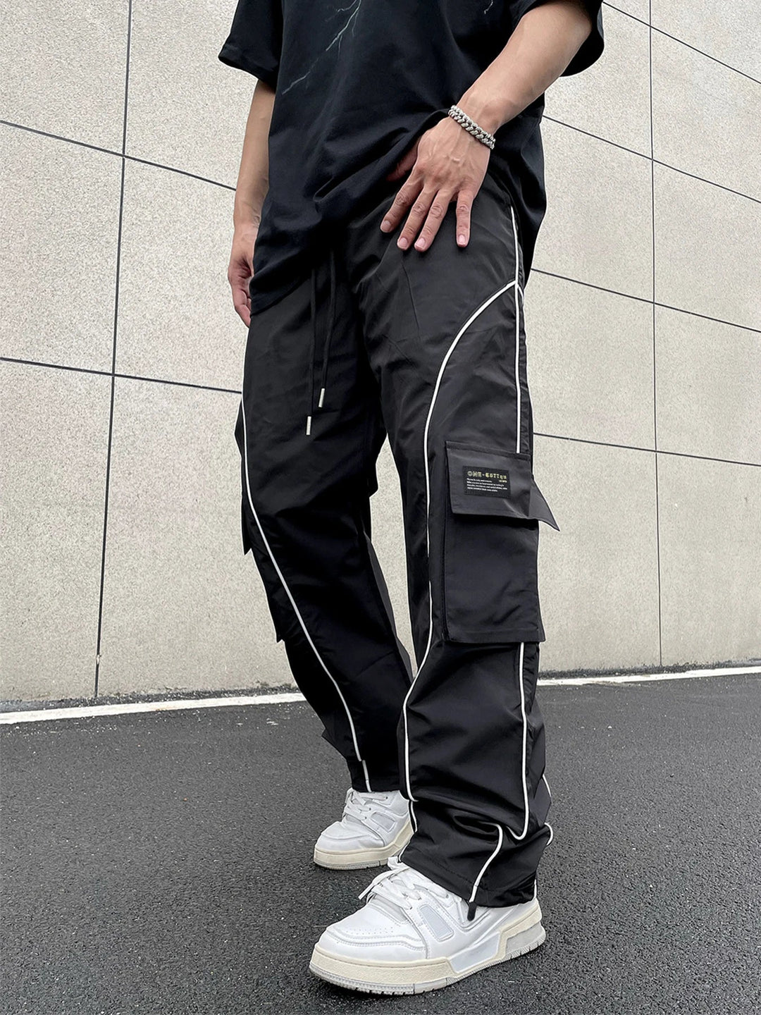 Adrian | Herre Casual Loose-Fit Cargo Bukser Med Sidestriber